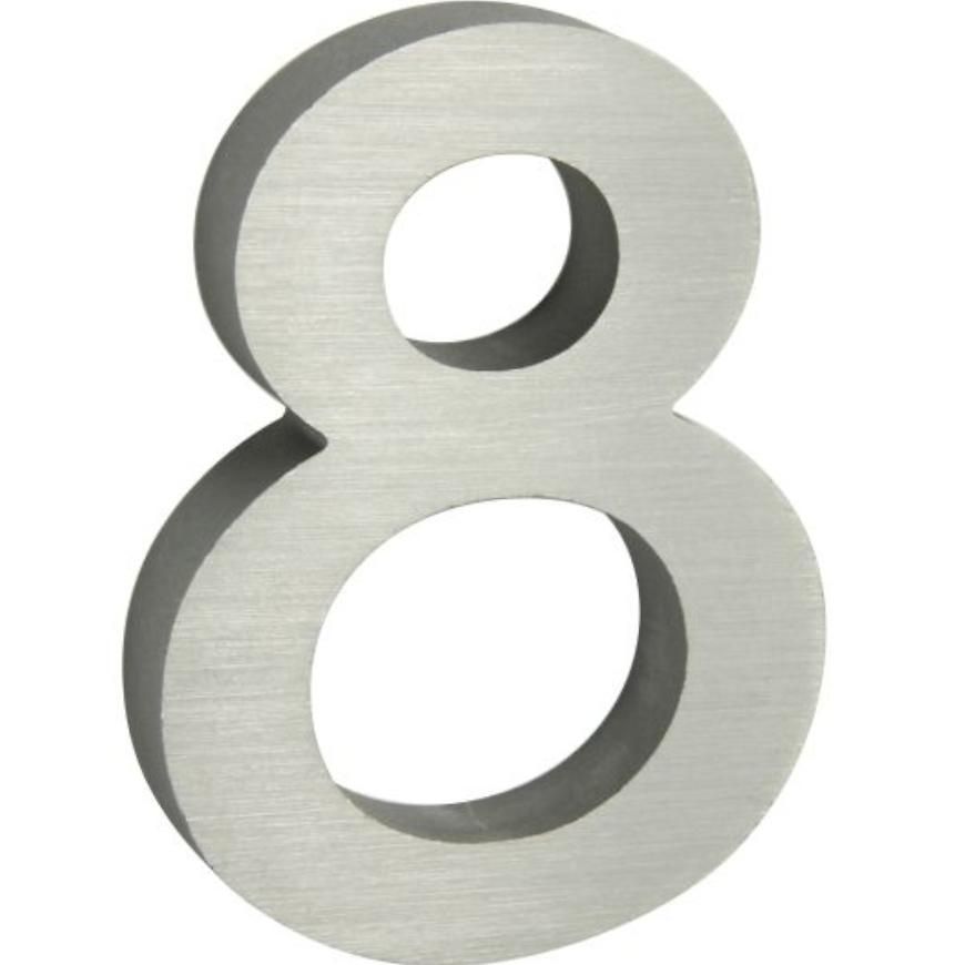 Hliníkové číslo 3D Stříbrná matná 8