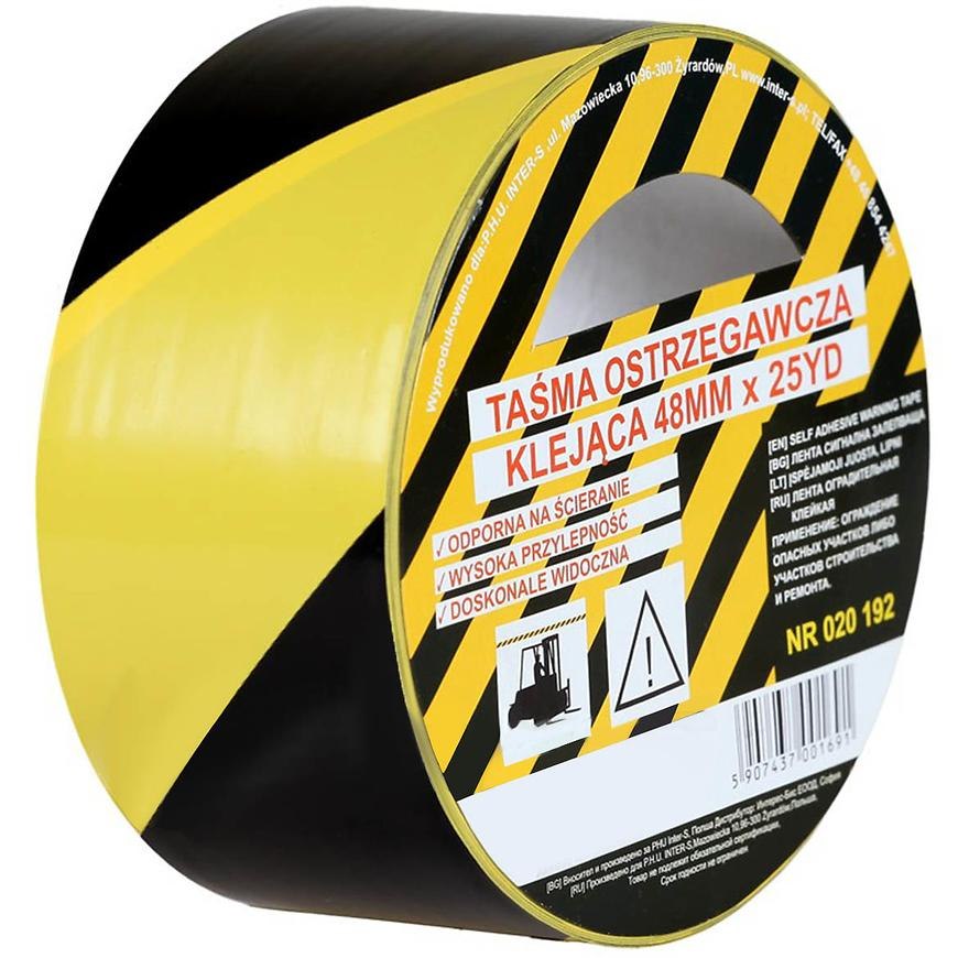 Páska lepící žluto-černá 48