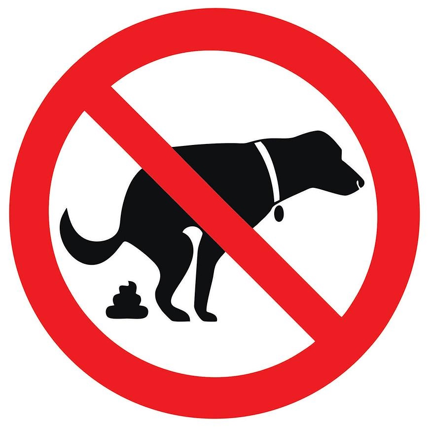 Zákaz venceni psu - samolepka 150x150